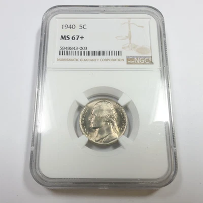 1940 P NGC MS67 + Plus - Jefferson Nickel 5c US Coin #57476A - Image 1 of 3
