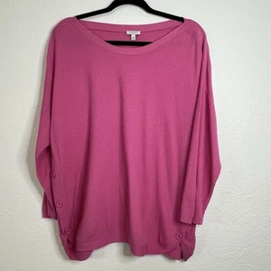 Talbots Pink Cotton Blend Lightweight Crew Sweater 3/4 Sleeve Women’s Plus 2X - Picture 1 of 7