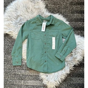 Cat & Jack Boys Long Sleeve Green Corduroy Button Up Top Size 8 - Picture 1 of 2