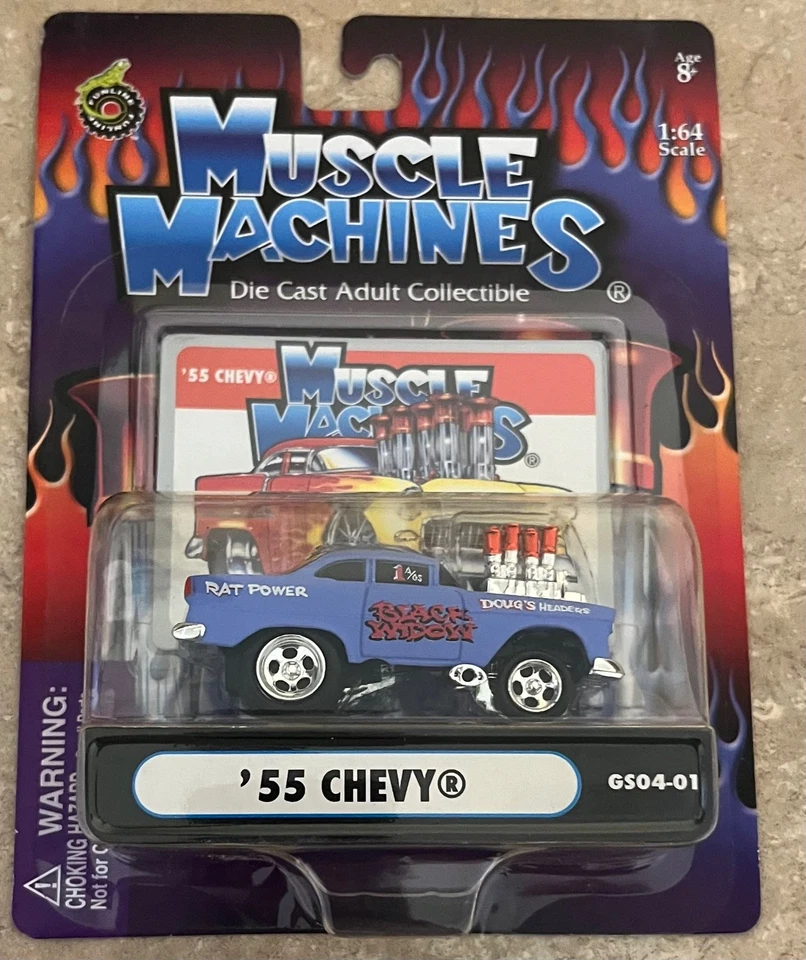 Muscle Machines "Black Window" '55 Chevy Purple  1:64 Die-Cast GS04-01 - Image 1 of 3
