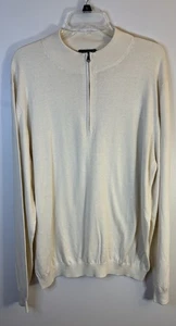 Maglione leggero PAUL FREDRICK panna seta/cashmere 1/4 zip uomo XXL pull over - Foto 1 di 11