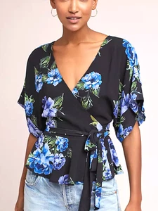 Yumi Kim Damen Tulip Crush schwarz blau geblümt That's Wickel Top Gr-M - Bild 1 von 13
