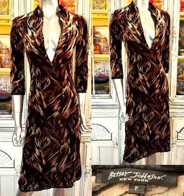 Vestido Vaina Vintage Betsey Johnson Nueva York Años 90 Elástico Animal Terciopelo Cremallera S Foto 1 de 4