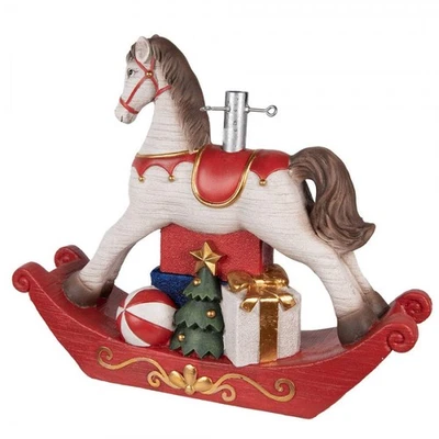 Supporto per albero di Natale / supporto per albero di Natale cavallo a dondolo nostalgico bianco-rosso - Immagine 1 di 4