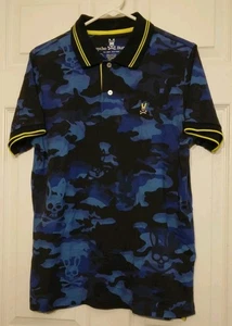 Psycho Bunny kurzärmliges Poloshirt für Herren Größe 4 Small 100 % Baumwolle blau Tarnmuster - Bild 1 von 22