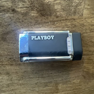 VINATE AUTHENTIC Black And Silver Chrome Playboy Logo Lighter - EXCELLENT - Image 1 of 4