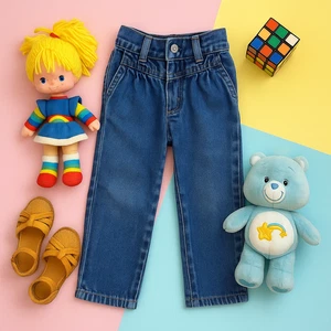 Vintage Lee 1980s Girls High Waisted Pleated Retro Denim Blue Jeans | Size 4T - Picture 1 of 8