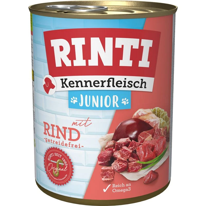 Rinti Kennerfleisch Junior Rind | 12x 800g Hundefutter nass - Bild 1 von 1