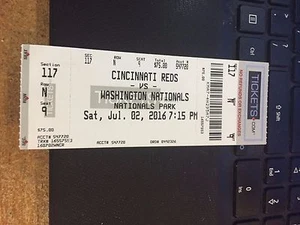 Boleto de boleto Washington Nationals vs Cincinnati Reds 2016 7/2 - Imagen 1 de 1