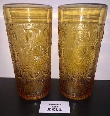 Brockway Glass American Concord Amber Glass Tumblers 5.5” Vintage - Image 1 of 4
