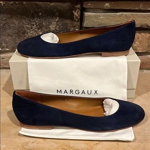 Margaux The Classic Elegant Midnight Navy Suede Ballet Flats - Picture 1 of 10