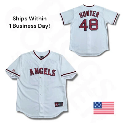 Anaheim Angels Jersey Men's Large White #48 Torii Hunter RARE Design USA Y2K - Image 1 of 4