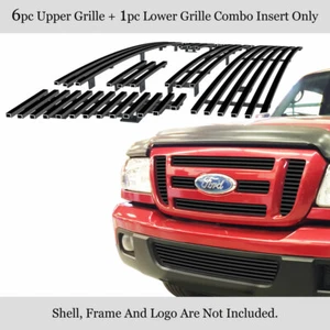 Fits 2006-2012 Ford Ranger FX4/XL/XLT Stainless Black Billet Grille Insert Combo - Picture 1 of 7