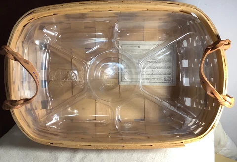 Peterboro Basket 150 Yr Anniversary Patriotic Basket W/ 2 Nesting Plastic Liners Cover