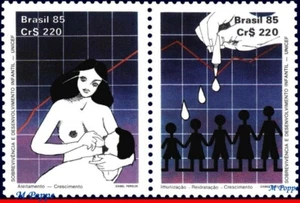 2006a BRAZIL 1985 UN INFANT SURVIVAL CAMPAIGN, UNICEF, HEALTH, C-1465, SET MNH - Picture 1 of 2