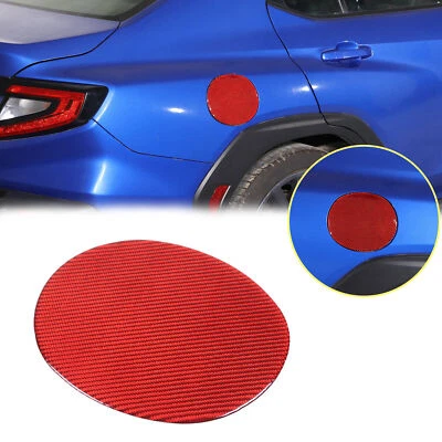Red Carbon Fiber Door Fuel Tank Cap Oil Gas Cover Trim For Subaru WRX 22-24 - Imagem 1 de 4