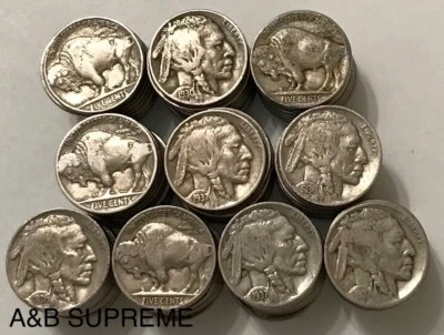 Huge Collection Of 100 FINE Cond. Buffalo Nickels 1913-1938 Old Estate Sale Lot - Image 1 of 4
