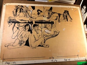 Seltene original veröffentlichte provokante Illustration Kunst Zeichnung Zeitschrift Gruppe - Bild 1 von 10