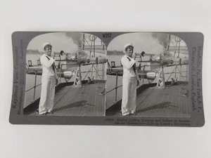 14249 Keystone Stereoview Bugler Calling Marines Sailors To Assemble Battleship - Picture 1 of 8