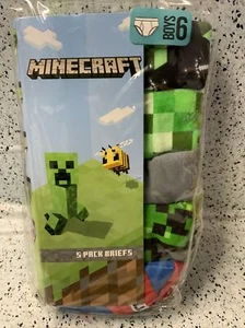 ⚡️5 Pairs Of Minecraft Boys Briefs Underwear (Size 4) 100% Cotton - Picture 1 of 2