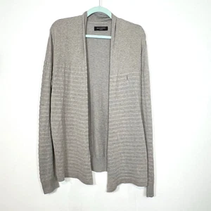 AllSaints Cardigan Grey Edge to Edge Open Long Sleeve Striped UK Size M - Picture 1 of 11