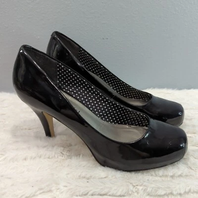 Madden девочка круглый носок черный лакированная кожа насос 3» каблук туфли размер 7 - Изображение 1 из 4