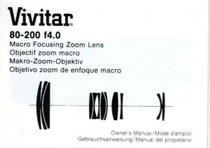 Vivitar 80-200 f/4.0 instruction manual (46 pages, 1983, 3"x4") - Picture 1 of 3