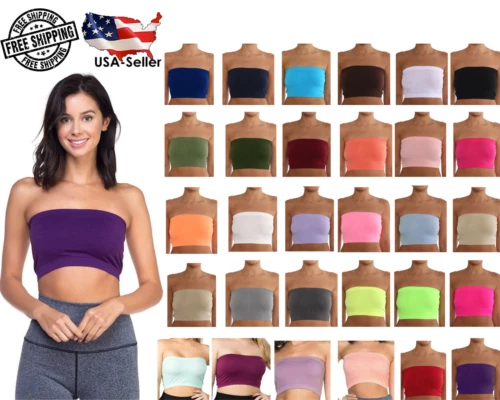 Sujetador con capas de spandex elástico bandeau tubo sin costuras (talla regular/grande) Foto 1 de 1