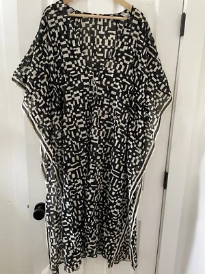 Banana Republic NWT New Swim Cover Up Black Tan XS/S Oversized  Maxi Kaftan - Image 1 of 4