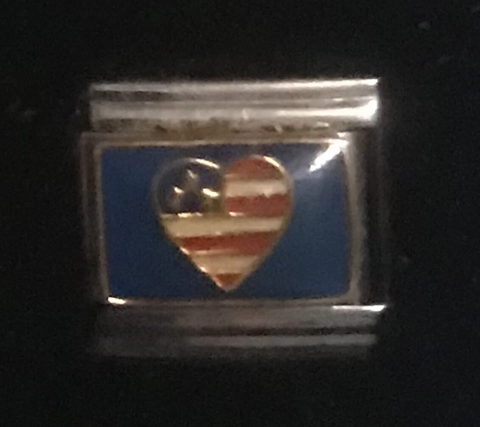 Dije italiano American Heart al por mayor esmalte eslabón 9MM K19 Foto 1 de 1