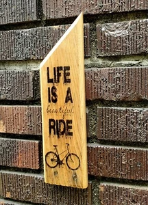 Fahrradschild Holz Wanddeko für Radfahrer Life is A Beautiful Ride Bike Art - Bild 1 von 3