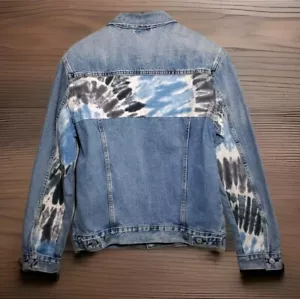 Levi's Premium clothing MEDIUM womens denim jacket tie dye blue white Trucker - Picture 1 of 10
