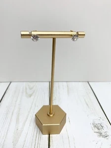 14k Yellow Gold Stud Earrings JCM Solitaire 6mm CZ Stone Post Stamped - Picture 1 of 4