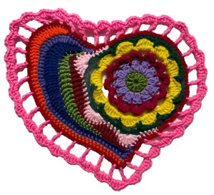 pink Heart 3D Crochet Doily Table candle Mat centerpiece runner Handmade mandala - Picture 1 of 9
