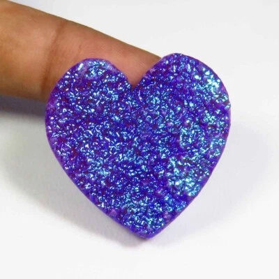 Cabujón púrpura corazón ágata titanio 30x30 mm gemas druzy titanio natural TN-98 Foto 1 de 4