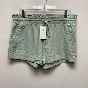 A New Day Womens Green High Rise Pockets Pull On Drawstring Paperbag Shorts L - Picture 1 of 7