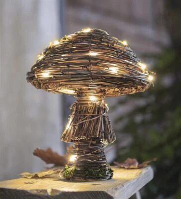 LED Dekofigur Pilz "Rustic" Weide mit Lichterkette 30 LEDs, 18x23 cm, Herbstdeko - Bild 1 von 4