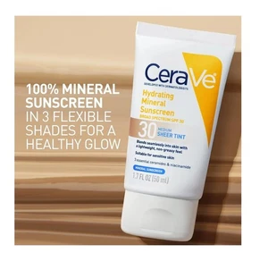 CeraVe Crema Solare Minerale Idratante SPF 30 con Tinta Trasparente, 1,7 Oncia Fluida - Foto 1 di 8