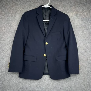 Chaps Blazer Boys 12 Navy Blue Gold Buttons Classic Suit Jacket Formal School - Picture 1 of 12