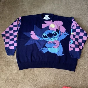 Suéter Disney Stitch Para Mujer Extra Grande Azul Rosa Skinnydip Lindo Pullover Tejido - Imagen 1 de 5