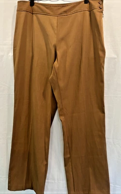 Ingredientes Mujer Talla 12 Caramelo Elastizado Bolsillos Frontales Planos Pierna Ancha Pantalones Foto 1 de 4