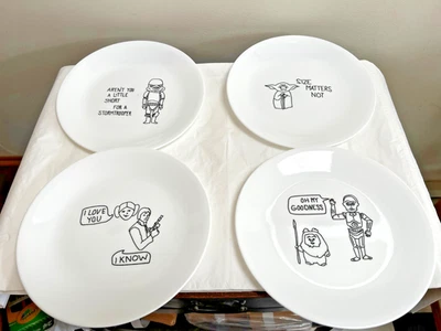 Placas Corelle 4 Star Wars 8,5" Lucas Films EE. UU. Yoda Hans Solo Storm Trooper Foto 1 de 4