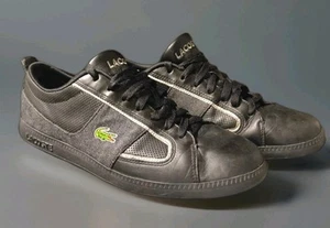 Men's Lacoste Low Top Black Leather Tennis Sneakers Shoes Size 11 Observe SPM - Picture 1 of 17
