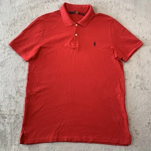 Polo de golf Ralph Lauren para hombre grande rojo calce profesional rayas pony absorbente tour - Imagen 1 de 13