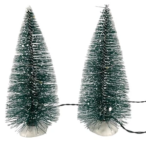 Set 2 Pezzi LED Luce Bianca Calda Punta Smerigliata Albero di Natale Statuina 6 Pollici Nuovo - Foto 1 di 5