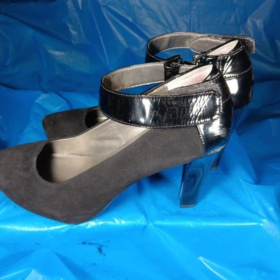 Me Too 4 英寸黑色 Mary Jane 绒面革高跟鞋,尺寸 6 M 无盒 — 第 1/4 张图片