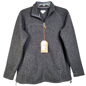 Weatherproof Vintage Women L Jacket Grey Full Zip Pockets Knit Fleece Lined Cozy - Picture 1 of 12