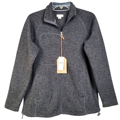 Weatherproof Vintage Women L Jacket Grey Full Zip Pockets Knit Fleece Lined Cozy - Image 1 of 4
