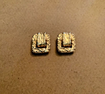 De colección Bluette Francia Tono Dorado Rectángulo (1” x 0,75”) Clips para Zapatos L34 Foto 1 de 4