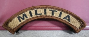 Vintage NEW Brown Militia Tactical Embroidered Hook & Loop Rocker Patch 3.25" - Picture 1 of 4